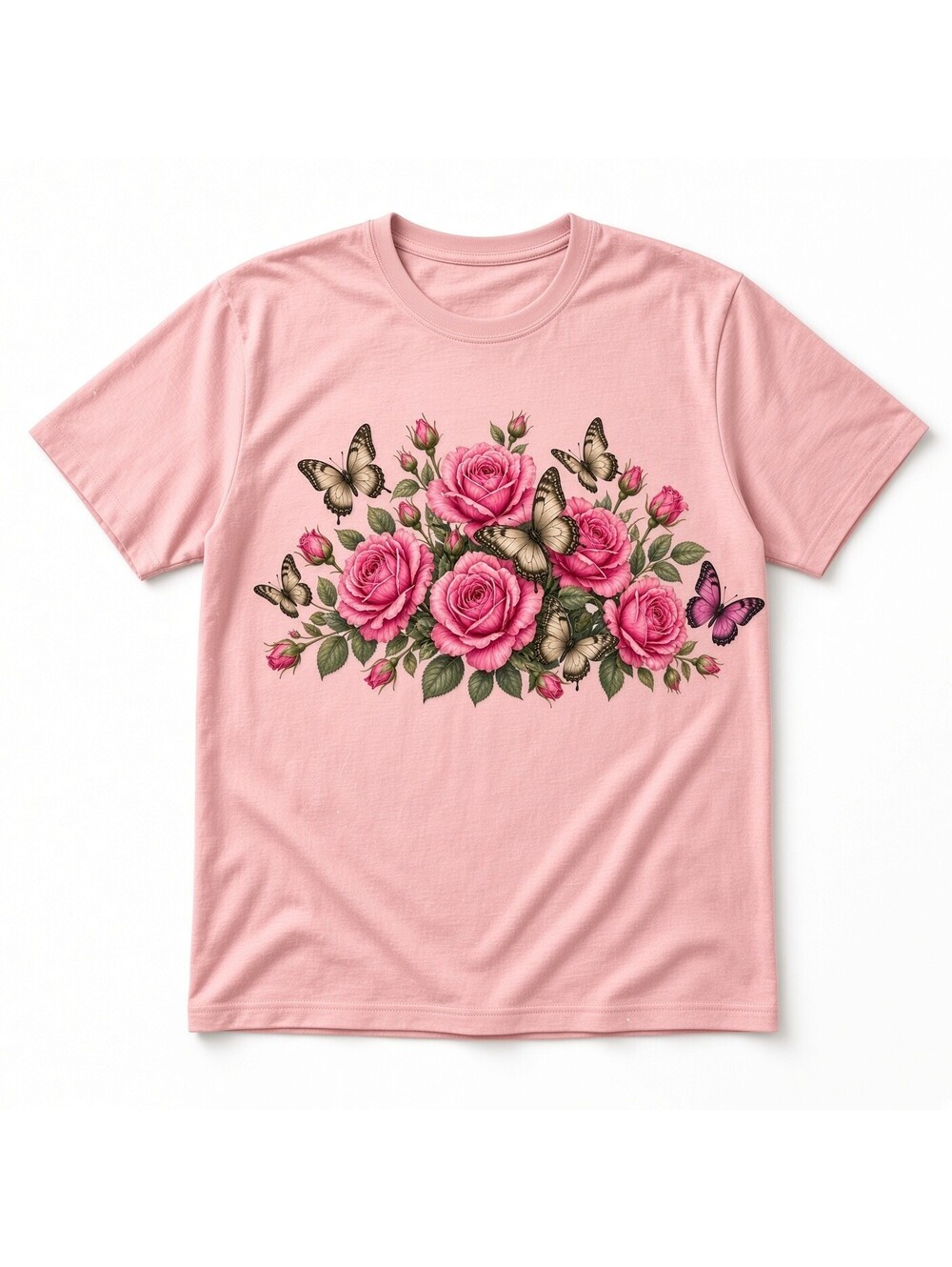 4Pcs 10" Pink Rose Butterfly Floral DTF Transfer Heat Press Iron On Deca